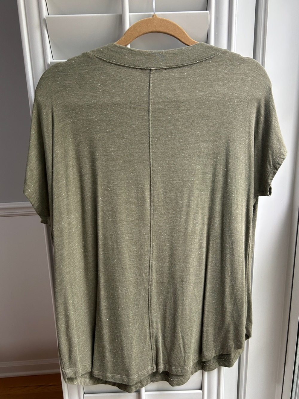 LOFT Olive Green Short Sleeve V-Neck Tee - Picture 3 of 4